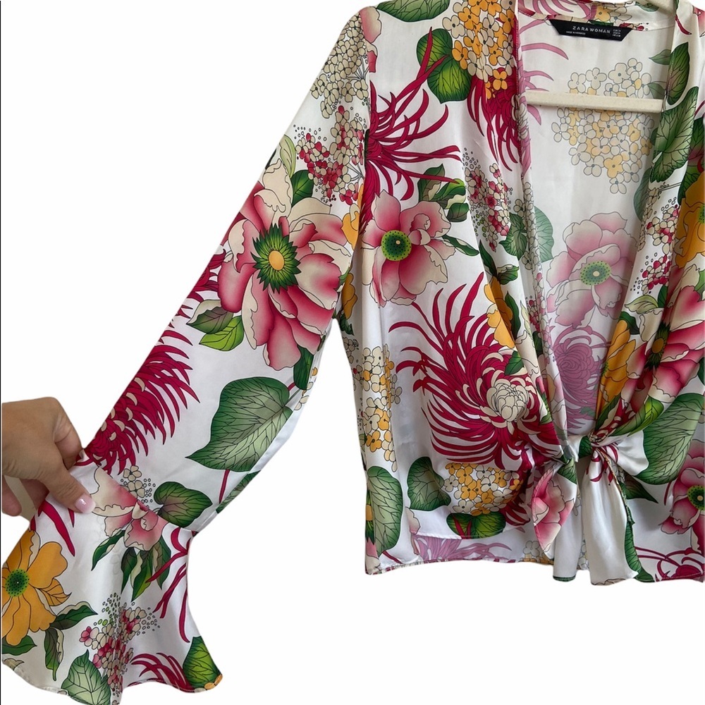 ZARA TROPICAL PATTERN RETRO BLOUSE - Picture 7 of 10